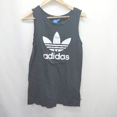 ◇ ⊂ adidas アディダス 三つ葉 トレフォイル ノースリーブ タンクトップ サイズＭ ブラック レディース E  【1506110001863】
