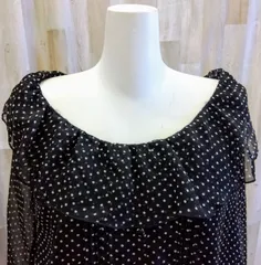 SPIRALGIRLスパイラルガール オフショルダー風 オールインワン F ブラック フリル ドット