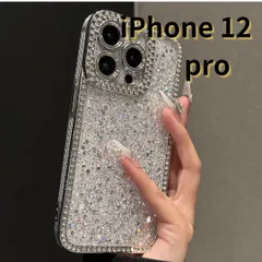 【SHOPS】iPhone12 pro シルバー スマホケース グリッター ラメ キラキラ ラインストーン おしゃれ かわいい E026