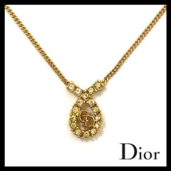美品✨Christian Dior ゴールド ネックレス ラインストーン Y【Dior】CDロゴ ラインストーン ネックレス ゴールド/金 カラー