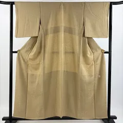 4437］色無地 美品 梶山伸作 落款有 一つ紋 蔓柏 正絹 着物