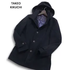 TAKEO KIKUCHI タケオキクチ 秋冬 メルトン ウール100％★ フード着脱可 シングル コート Sz.1 メンズ ネイビー