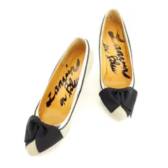 ランバン オン ブルー パンプス シューズ 靴 ♯23.ハーフ ハイヒール リボンモチーフ ベージュ ブラック シルバー LANVIN en Bleu レディース プレゼント 贈り物 大人 オシャレ T7800