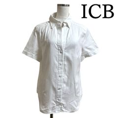 ❤良品❤iCB大きいサイズ44 チェック柄半袖チュニックシャツ パープル 