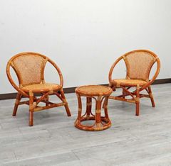 ラタン テーブル3点セット コンパクト テーブル チェア