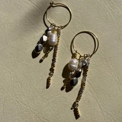 セール中✴︎no.12 フープピアス　シルバービーズ　チャーム