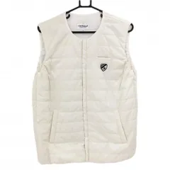 【超美品】ジャックバニー 中綿ベスト 白 ロゴワッペン 胸ポケット メンズ 6(XL) ゴルフウェア Jack Bunny