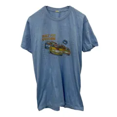 半袖 プリントTシャツ XL ブルー プルオーバー 80's 80年代 コットンポリ レーシング カットソー 古着卸 アメリカ仕入 a705-6095