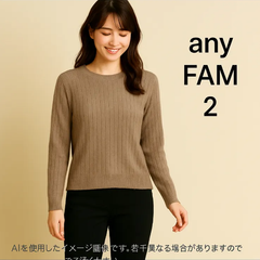 AB0282  【美品】 anyFAM リブニットプルオーバー ベージュ 長袖