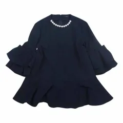 YOKO CHAN ヨーコチャン YCB-422-337 パール フリル トップ ショートドレス チュニック ネイビー系 38【中古】のサムネイル