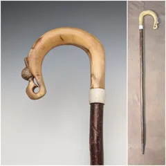 【美品】英国 イギリス 杖 ステッキ 中古 アンティーク 紳士 ビンテージ219 1919年 英国アンティーク 紳士用ステッキ 杖 曲がりホーン