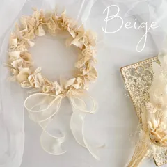 リボンクラウン/ ベビークラウン / ベージュ/ 100日/ ハーフバースデー /誕生日 / リングガール / クラウン / 冠 / ファーストバースデー