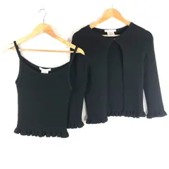 ルネ Rene boutique ニット アンサンブル カーディガン キャミソール セット フリル 日本製 黒 36サイズ 772983