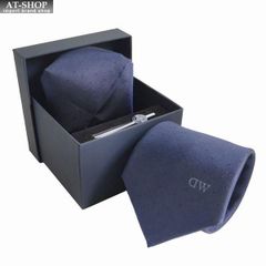 ダニエルウェリントン ネクタイ&amp;タイバー&amp;チーフ 3点セット Daniel Wellington メンズ シルク100% ドット柄 8cm NAVY おしゃれ プレゼント