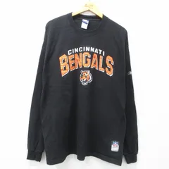 XL/古着 リーボック REEBOK 長袖 ビンテージ Tシャツ メンズ 00s NFL シンシナティベンガルズ コットン クルーネック 黒 ブラック アメフト