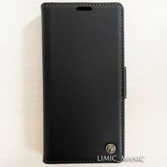 iPhone 14 / 13 手帳型 スマホ ケース サイドマグネット式 ブラック 黒 黒色 スキミング防止 高級PUレザー CaseMe
