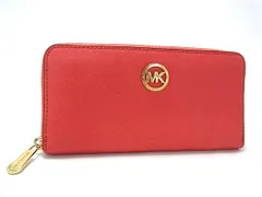 ■美品■ MICHAEL KORS マイケルコース レザー ラウンドファスナー 長財布 ウォレット 札入れ 小銭入れ レディース オレンジ系 DI8912