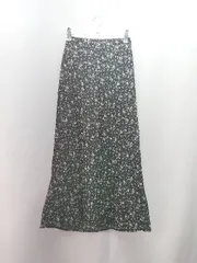 ◇ natural couture バックウエストゴム 花柄 ロング フレア スカート サイズF ブラック パープル マルチ レディース E  【1310130026269】