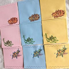 ネコ猫ハンドメイド♡ごんみるてんのケース入りメモ帳♡３柄✕３色✕２枚計18枚