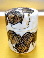 色絵茶金彩蔦絵ミニ骨董　黒田一楽作