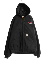 希少【80s Carhartt】ベロア ジップパーカー ブラック フルジップ 80's カーハート ベロア フルジップパーカ ブラック 表記(L
