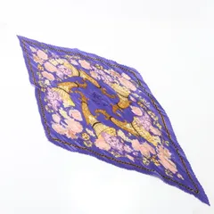 極美品 エルメス タグ付 プリーツ カレ 90 ロザンジュ Fleurs Raisins 蒲萄の花 スカーフ ショール シルク 100％ レディース HHE X1-1【中古】のサムネイル