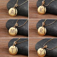イニシャルネックレス　A ,K ,M, R ,T , Y　ゴールド×ラインストーン