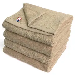 美容系 今治タオル 業務用 フェイスタオル 4枚組 村上タオル エムカラー 34x86cm エステサロン用 全100色 軽量薄手 (No.14 ベージュ) mc-ft4