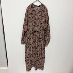 美品 GLOBAL WORK グローバルワーク フリー ロングワンピース ブラウン 花柄 カジュアル