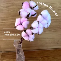 コットンフラワー ドライフラワー 綿花 造花 スワッグ リース 10本セット