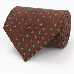 ヘンリーコットンズ ブランド ネクタイ シルク 小紋柄 総柄 ワイドタイ ハンドメイド PO メンズ レッド Henry Cottons 【中古】