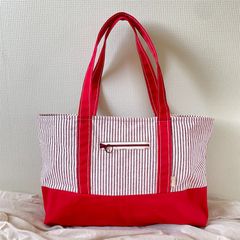 PORTER ヒッコリーストライプ トートバッグ 赤 - メルカリ