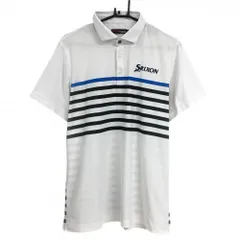 スリクソンbyデサント 半袖ポロシャツ 白×黒 一部ボーダー ロゴ刺しゅう  メンズ LL ゴルフウェア SRIXON