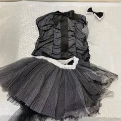 ハロウィン　忘年会　新年会　 コスプレ 衣装 3点セット 大人用（スカート・トップス・リボン）ブラック×ホワイト 新品未使用