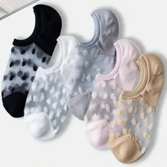 セール☆ドットシースルーソックス5足セット レディース ソックス スニーカーソックス くるぶしソックス 可愛い 新品未使用