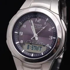 稼動 良品 カシオ  ウェーブセプター 電波ソーラー 黒文字盤 デイデイト ラウンド メンズ腕時計 OSW 2000000 NSK