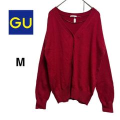 M 美品 GU ジーユー カーディガン 長袖 赤 レッド カジュアル シンプル Mサイズ 普段使いはもちもん、オフィスカジュアルとしても！ 薄手ですのでUV対策にもオススメします！春秋 T399_a233