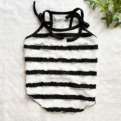 犬服　ワンコ服　わんちゃんの洋服 レースボーダーキャミソール  白×黒　Mサイズ   半額以下！決算！