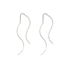 【シルバー×ピアス】[Cream dot. クリームドット公式] ピアス レディース アメリカン ライン 揺れる ツイスト ウェーブライン メタル チェーン シリコンキャッチ 大人 上品