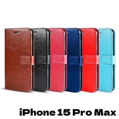 iPhone 15 Pro Max 手帳型 スタンド カードホルダー フェイクレザー 合皮レザー 合成皮革 シンプル 無地 プレーン 無難なデザイン スッキリ印象 ケース カバー