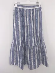 ◇ HONEYSUCKLE ROSE ハニーサックルローズ ロング フレア スカート サイズM ブルー系 ホワイト レディース E  【1305250005492】