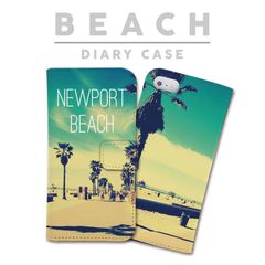 全機種対応 手帳型 スマホケース ニューポート ビーチ 西海岸 カリフォルニア ロサンゼルス ヤシの木 iPhone アンドロイド AQUOS Galaxy Xperia Google Pixel arrows OPPO ケース カバー 折りたたみ