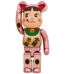MEDICOM TOY  BE＠RBRICK 招き猫 ペコちゃん 金運 ダブル小判 桃金メッキ 1000％のサムネイル