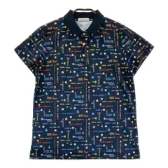 サイズ：2 JACK BUNNY ジャックバニー ×PAC-MAN 2022年モデル 半袖ポロシャツ 総柄 ブラック系 [240101281971]# ゴルフウェア レディース ストスト