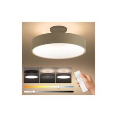 シーリングライト LED照明 12段階調色 調光タイプ 間接照明 常夜灯モード リモコン付 天井 ledライト タイマー 省エネ 簡単取付 天井照明 和室 洋室 キッチン 寝室 洗面所 リビング 日本語取扱説明書 【ユニバーサルstore】 (グレー, 36W