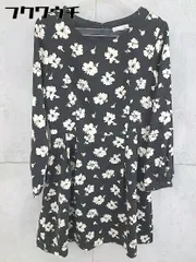 ◇ index インデックス 総柄 バックジップ 長袖 膝丈 ワンピース サイズM ブラック レディース 【中古】 【1102170012445】