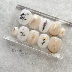 ネイルチップ  花 フラワー ニュアンス 大人 上品 韓国 シンプル