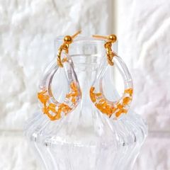 No.1152-D クラゲ☆亀(ホヌ)☆海☆レジンピアス・イヤリング(ゴールド