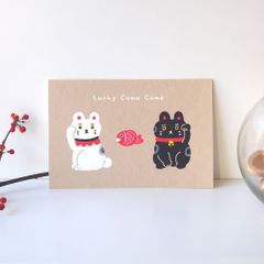 シロクロ招き猫のポストカード4枚セット