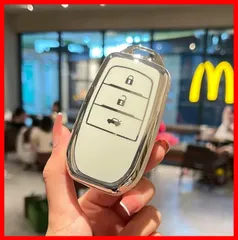 【匿名配送】トヨタ スマートキーケース TPU キーカバー ホワイト 3ボタン ハリアー プリウス 60系
